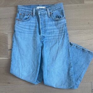 Levi's Light Blue Straight Jeans RIBCAGE STRAIGHT ankle
